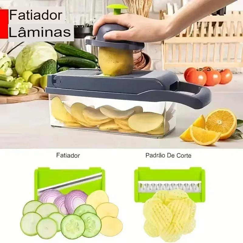 Cortador de legumes e alimentos com o 14/16 em 1 Multifuncional Vegetal Chopper!