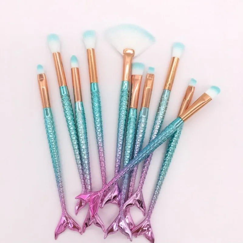 Kit de Pincéis Mermaid, Transforme suas Maquiagens com esses pinceis que Eleva Sua Beleza ao Nível Profissional!