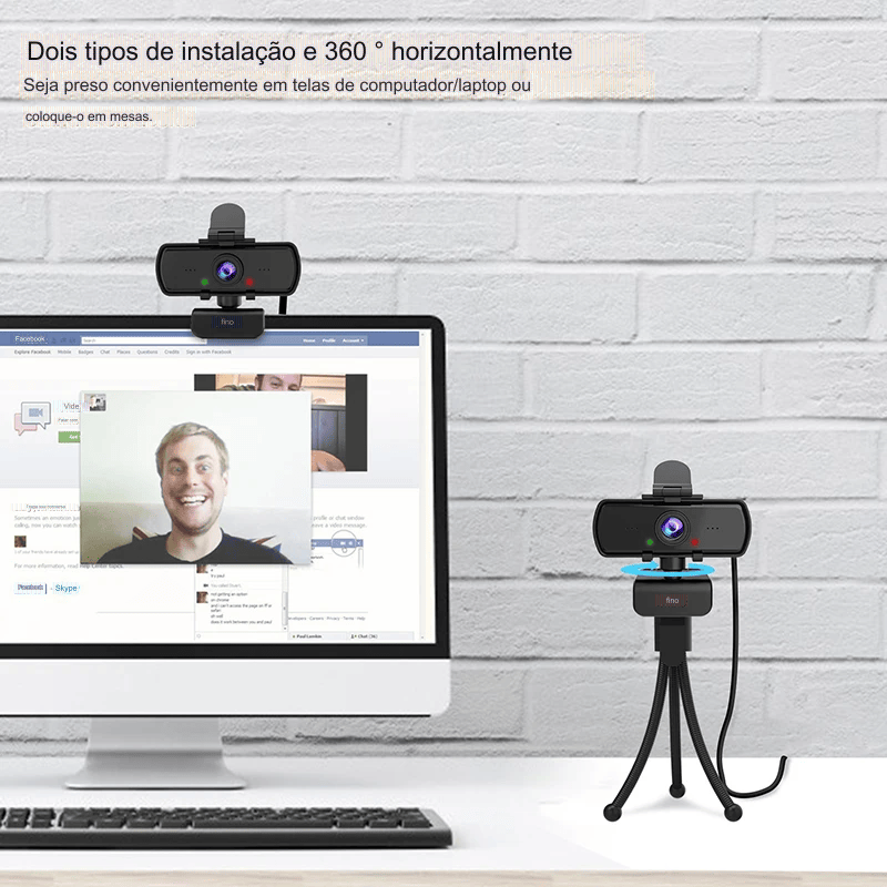 Webcam Full HD FIFINE 1440p com Microfone e Tripé