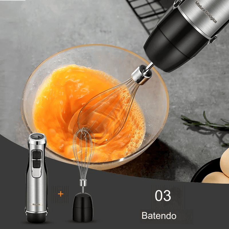 BioloMix 4 em 1: Misturador de Mão 1200W com Picador e Copo de Smoothie