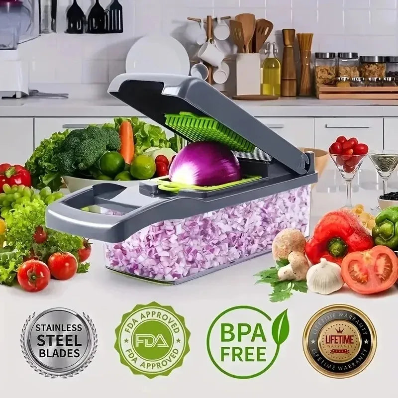 Cortador de legumes e alimentos com o 14/16 em 1 Multifuncional Vegetal Chopper!