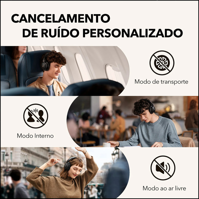 Fones de Ouvido Soundcore Life Q30 Desfrute do Silêncio Perfeito com Cancelamento de Ruído Ativo