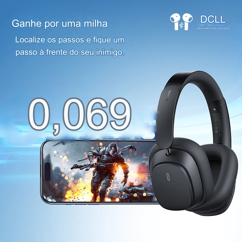 Fones de Ouvido Wireless Baseus H1 Pro Descubra a Perfeição Sonora com Cancelamento de Ruído Ativo