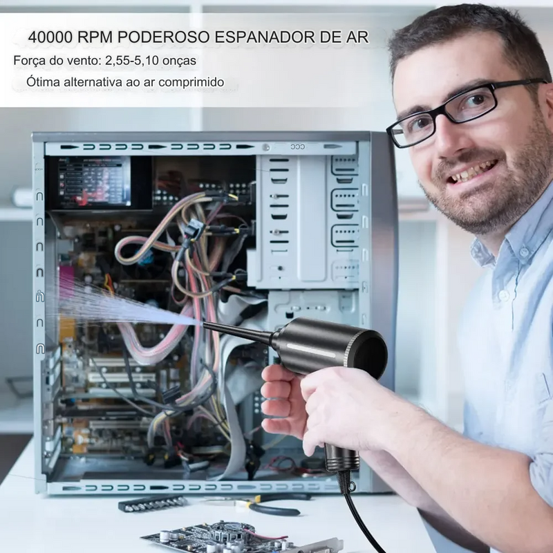 Super Espanador e Bomba de Ar 2 em 1: Limpeza de 500W para PC e Muito Mais