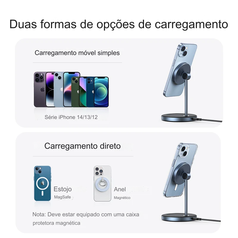 Suporte de Carregador Rápido Magnético Sem Fio 2 em 1 para iPhone e AirPods - 20W