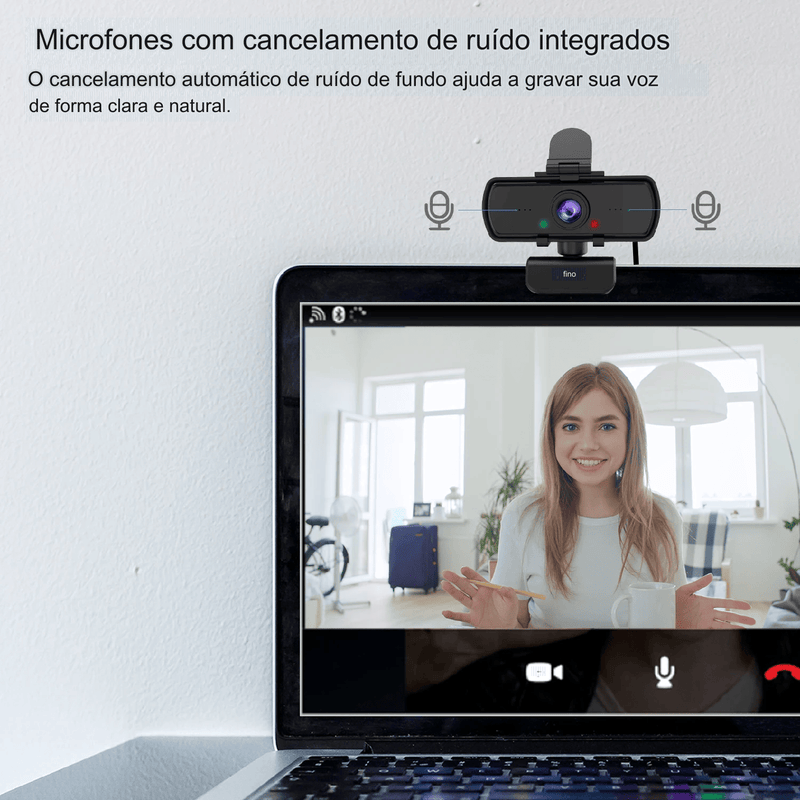 Webcam Full HD FIFINE 1440p com Microfone e Tripé