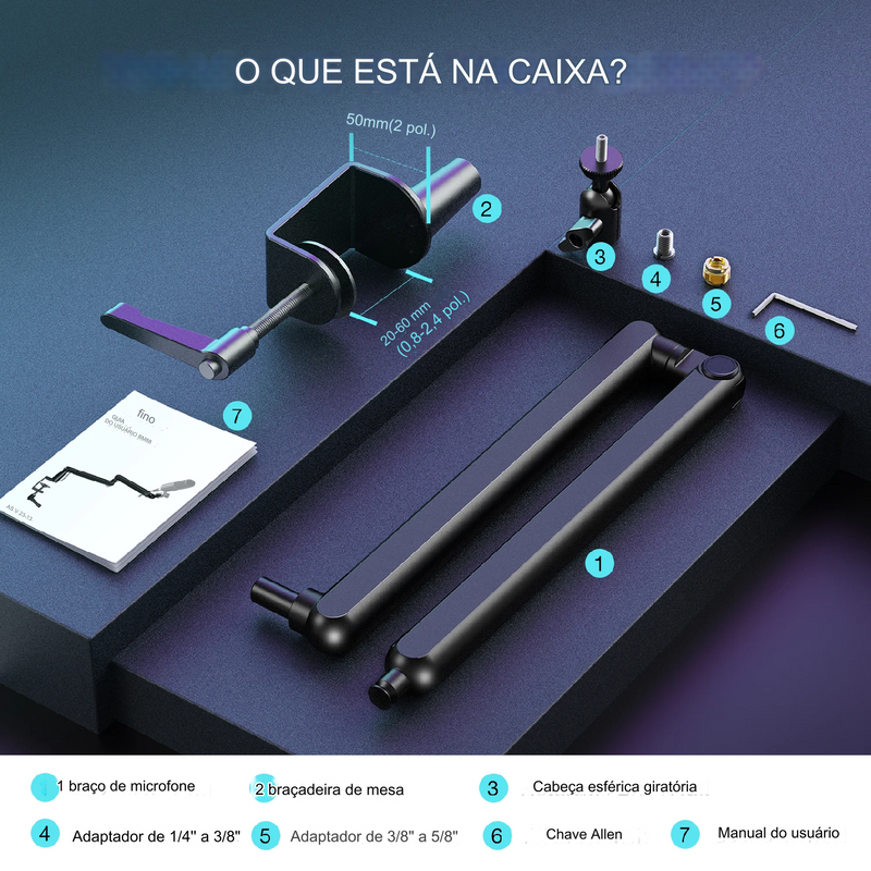 Suporte de Microfone Ajustável FIFINE com Gerenciamento de Cabos e Montagem de Mesa