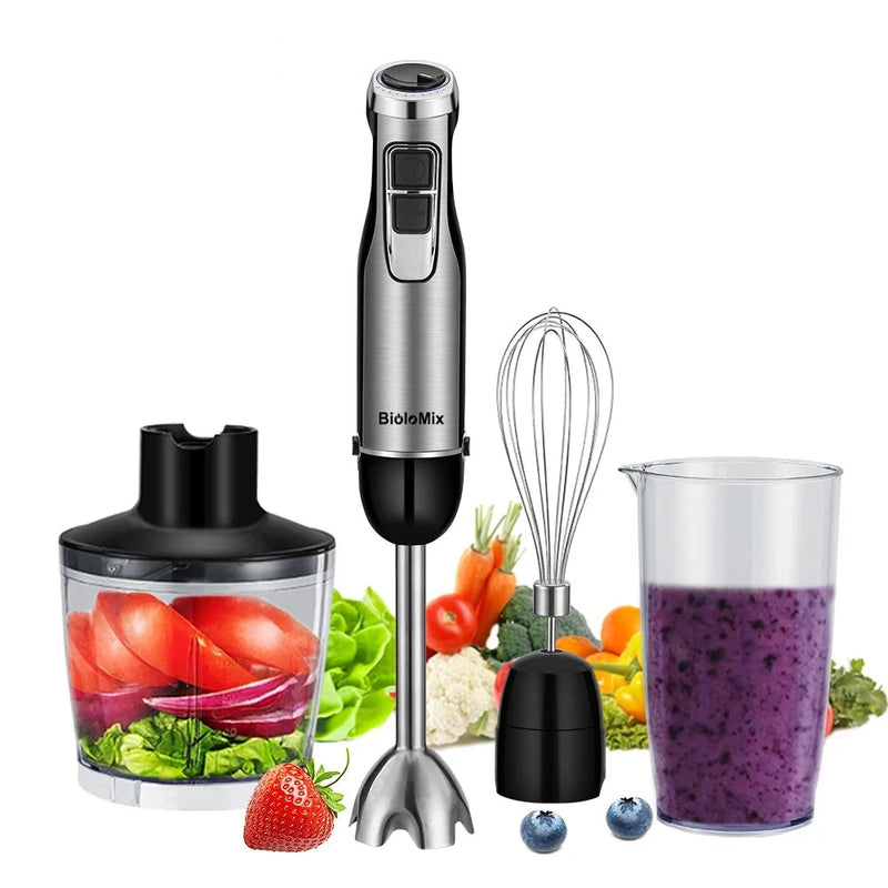 BioloMix 4 em 1: Misturador de Mão 1200W com Picador e Copo de Smoothie