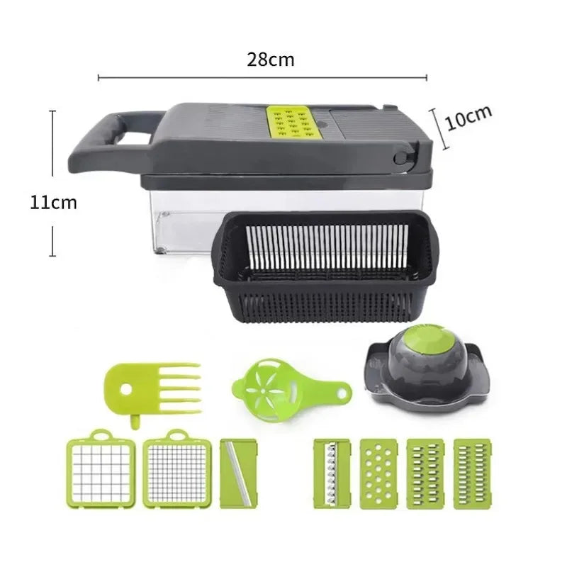 Cortador de legumes e alimentos com o 14/16 em 1 Multifuncional Vegetal Chopper!