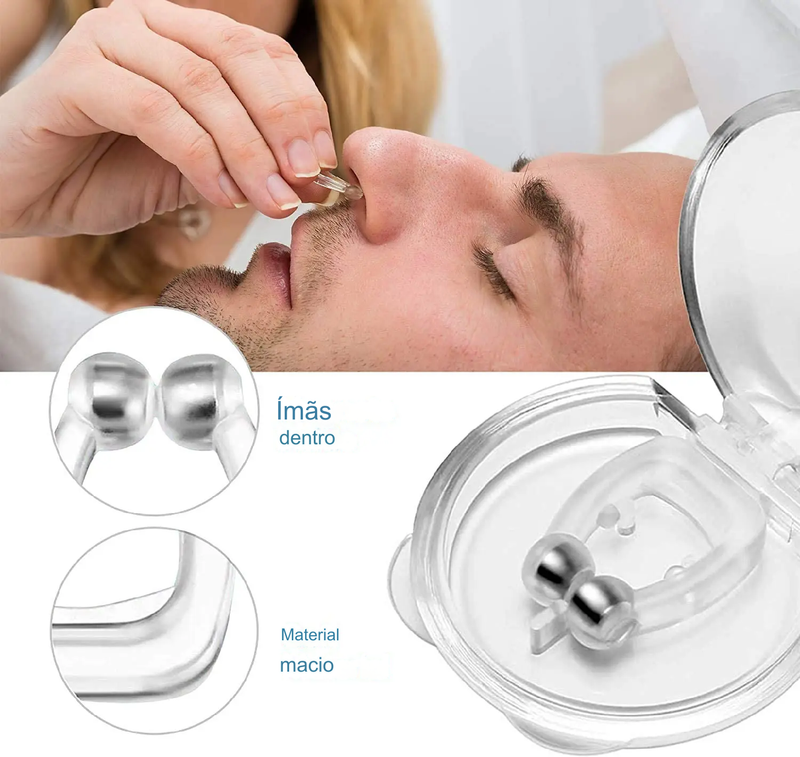 Clipe Nasal Antirronco com Bandeja Magnética de Silicone :  -Durma Tranquilo A Solução Definitiva para Parar de Roncar!