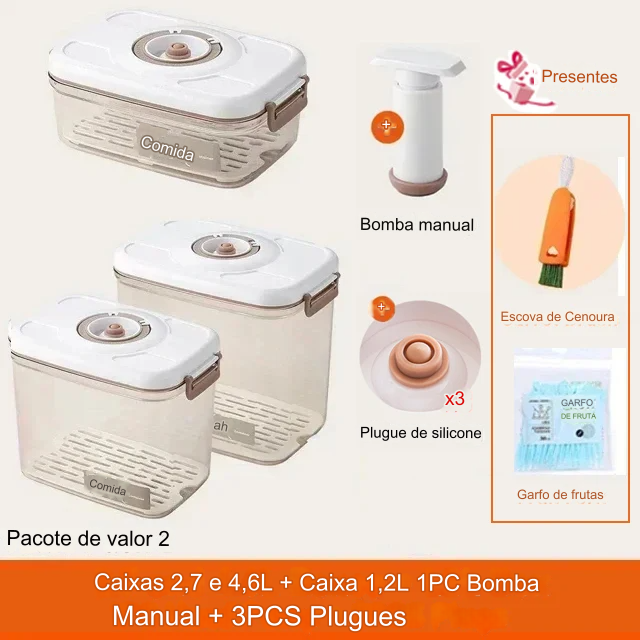 Caixa / vasilha de Armazenamento a Vácuo para sua Cozinha - Frescor e potes de Organização Garantidos!